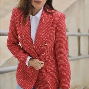 Zara Red Blazer with Gold Buttons